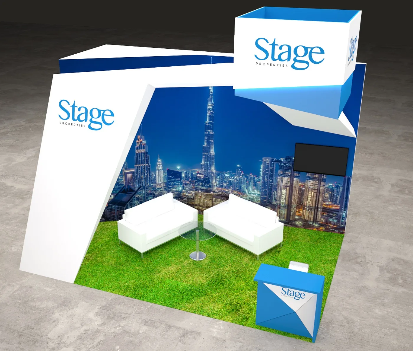 3D Exhibition Stand Design City Scape Property show Dubai